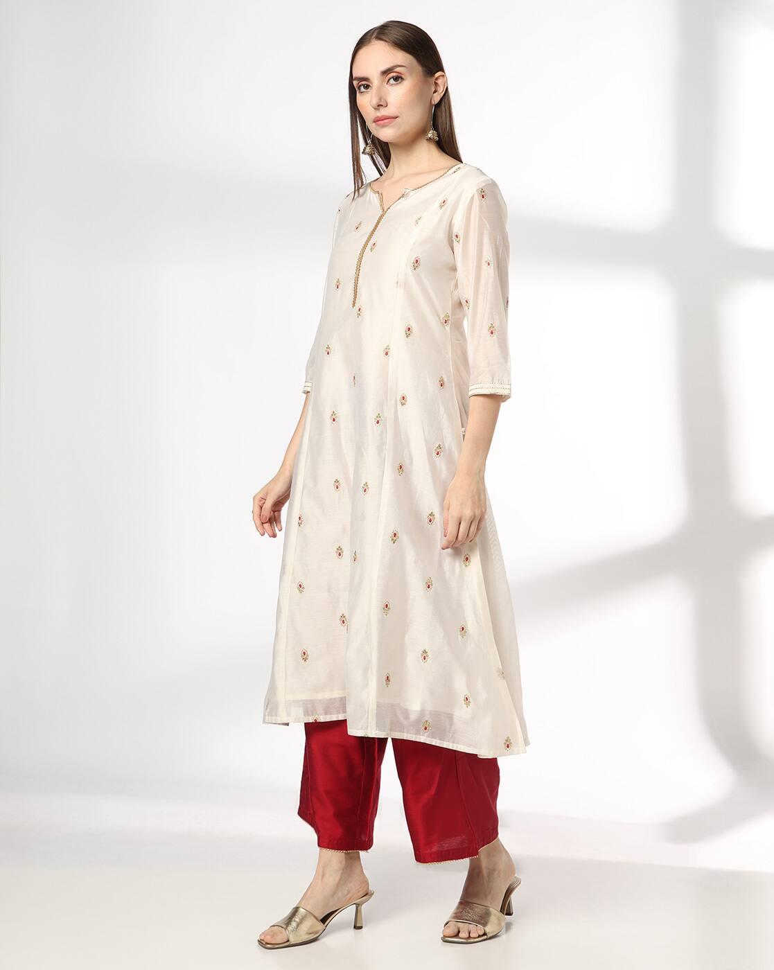 AVAASA SET | Women Embroidered Flared Kurta & Palazzos Set|1