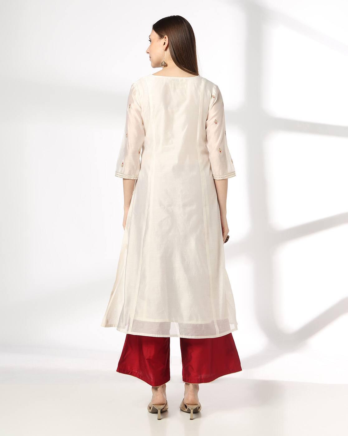 AVAASA SET | Women Embroidered Flared Kurta & Palazzos Set|2
