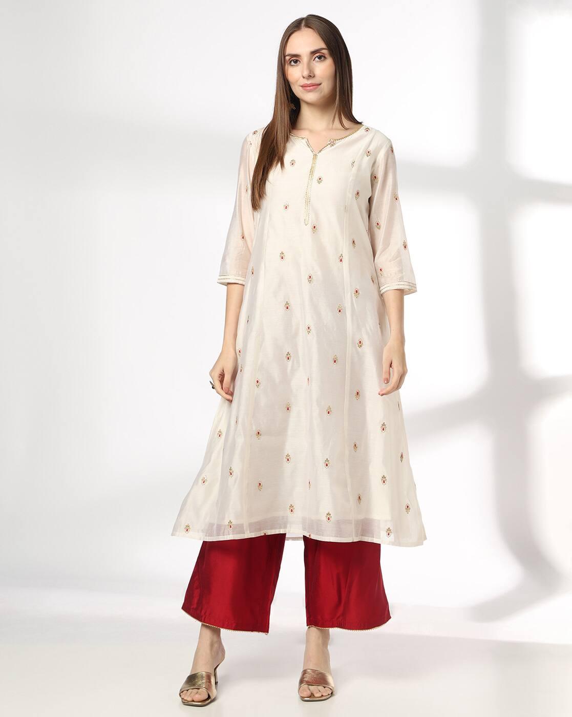 AVAASA SET | Women Embroidered Flared Kurta & Palazzos Set|3
