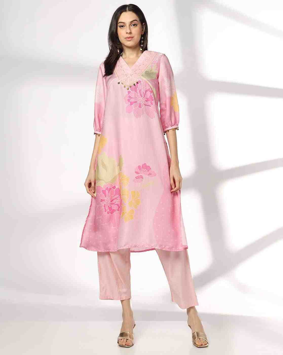 AVAASA SET | Women Floral Print Straight Kurta with Pants|0