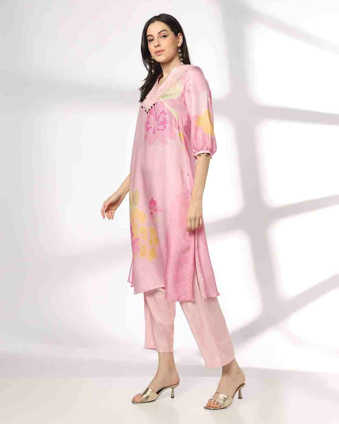 AVAASA SET | Women Floral Print Straight Kurta with Pants|1