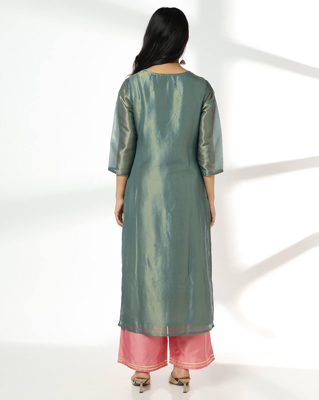 AVAASA SET | Women Embellished Straight Kurta with Palazzos & Dupatta|2