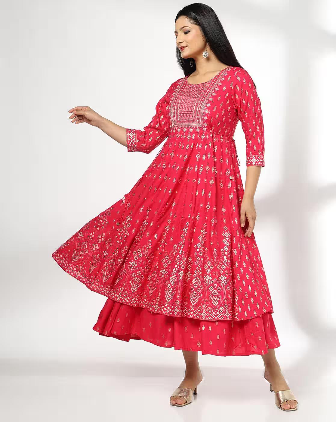 AVAASA SET | Women Printed Layered Dress|0