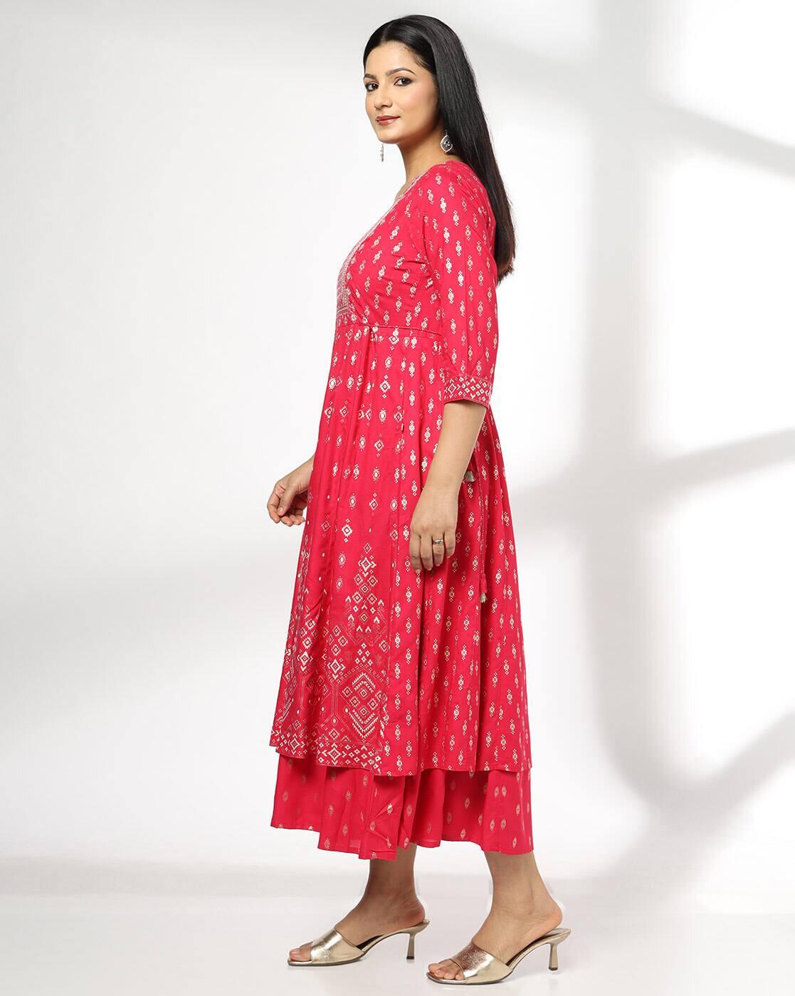 AVAASA SET | Women Printed Layered Dress|1