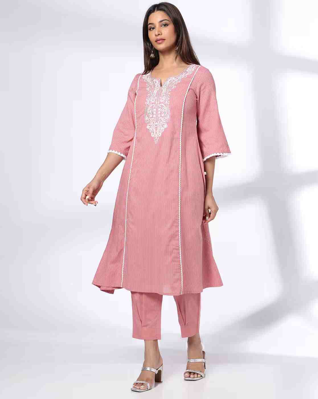 AVAASA SET | Women Embroidery Flared Kurta-Bottom Set|0