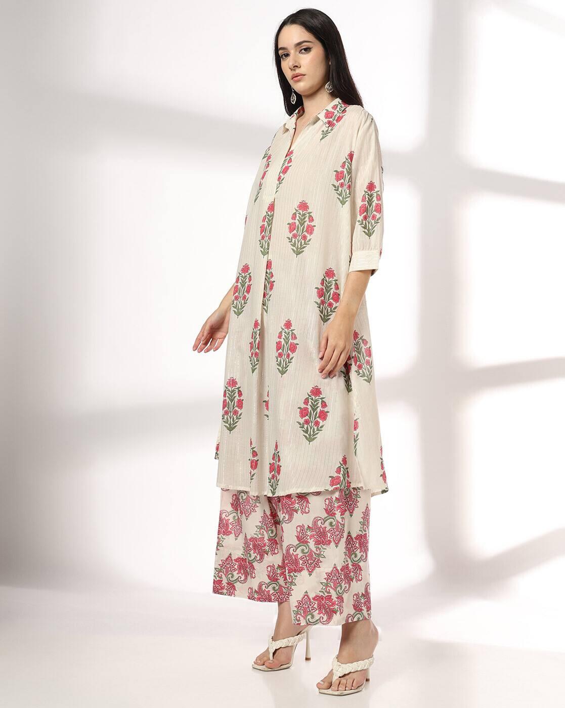 AVAASA SET | Women Floral Print Straight Kurta & Palazzos Set|1