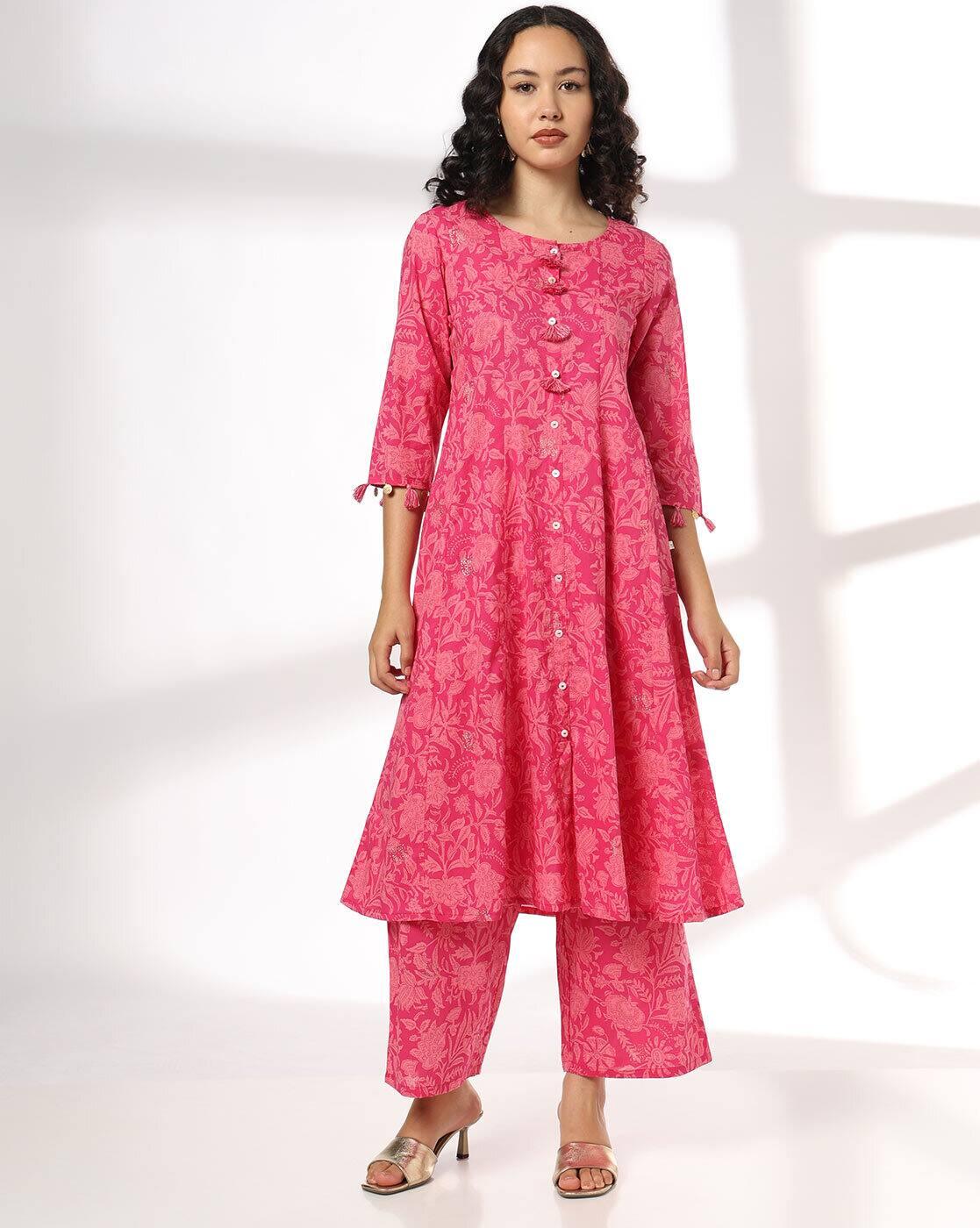 AVAASA SET | Women Floral Print A-Line Kurta with Palazzos|0