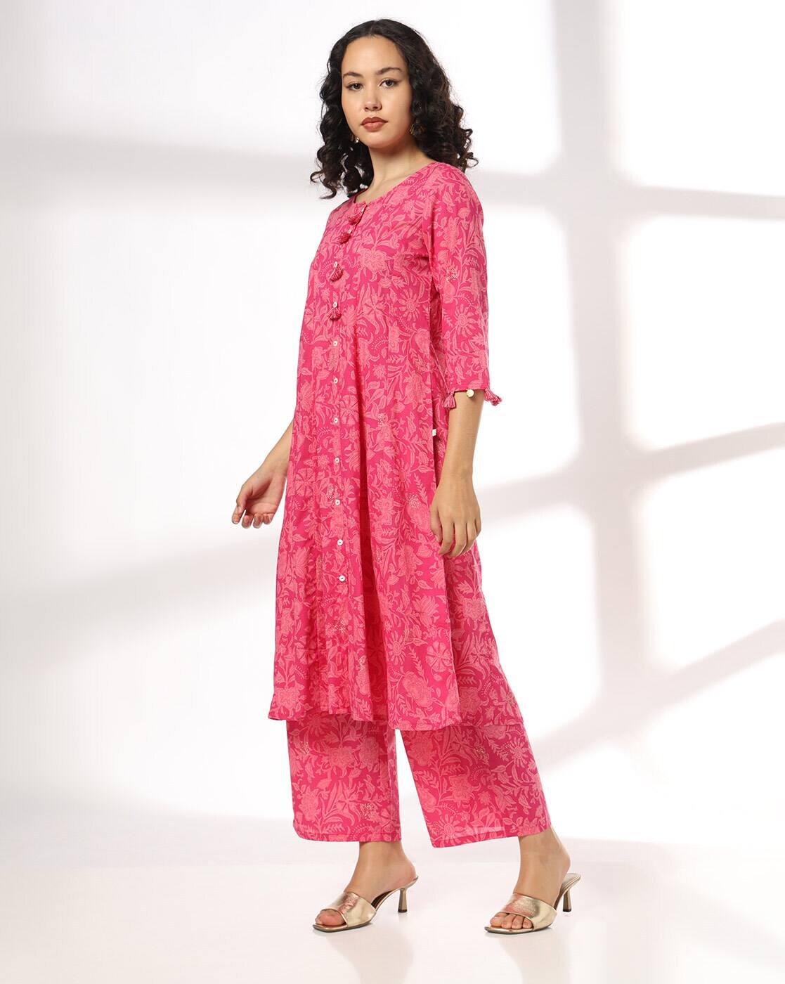 AVAASA SET | Women Floral Print A-Line Kurta with Palazzos|1