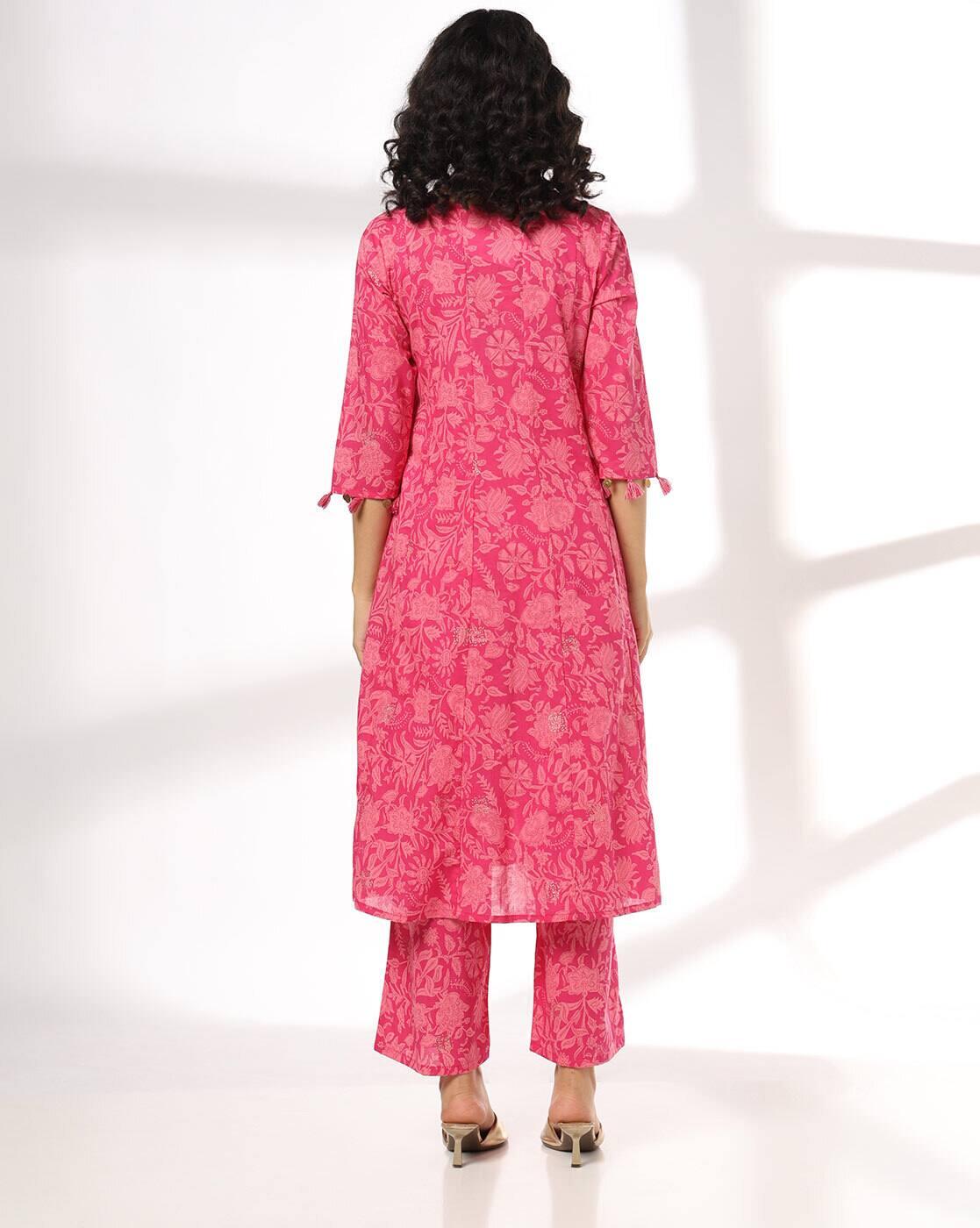 AVAASA SET | Women Floral Print A-Line Kurta with Palazzos|2