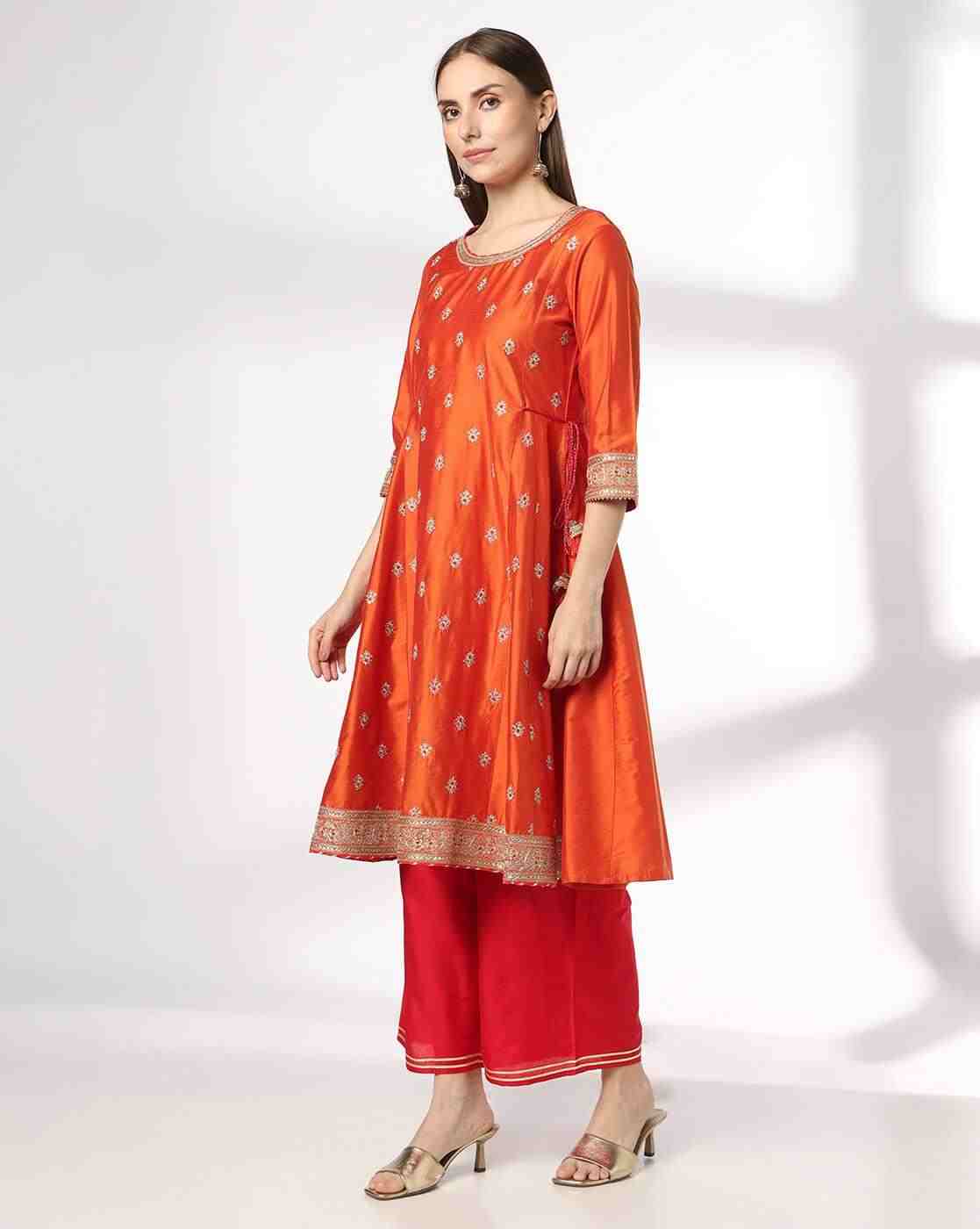 AVAASA SET | Women Embellished A-Line Kurta with Palazzos & Dupatta|1