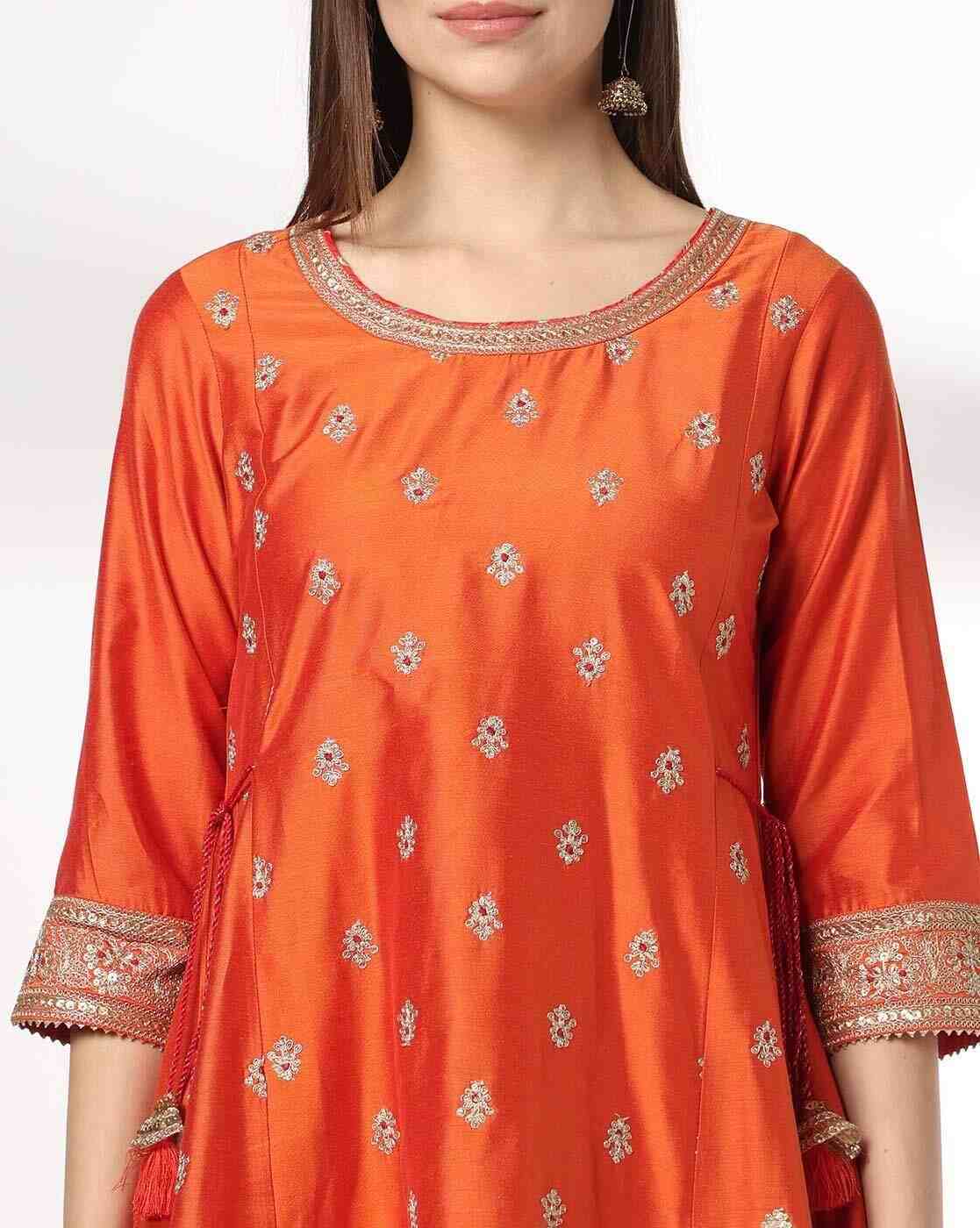 AVAASA SET | Women Embellished A-Line Kurta with Palazzos & Dupatta|4