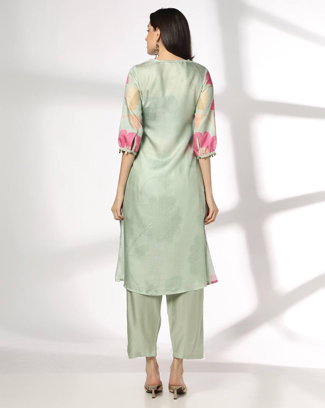 AVAASA SET | Women Floral Print Straight Kurta with Pants|2