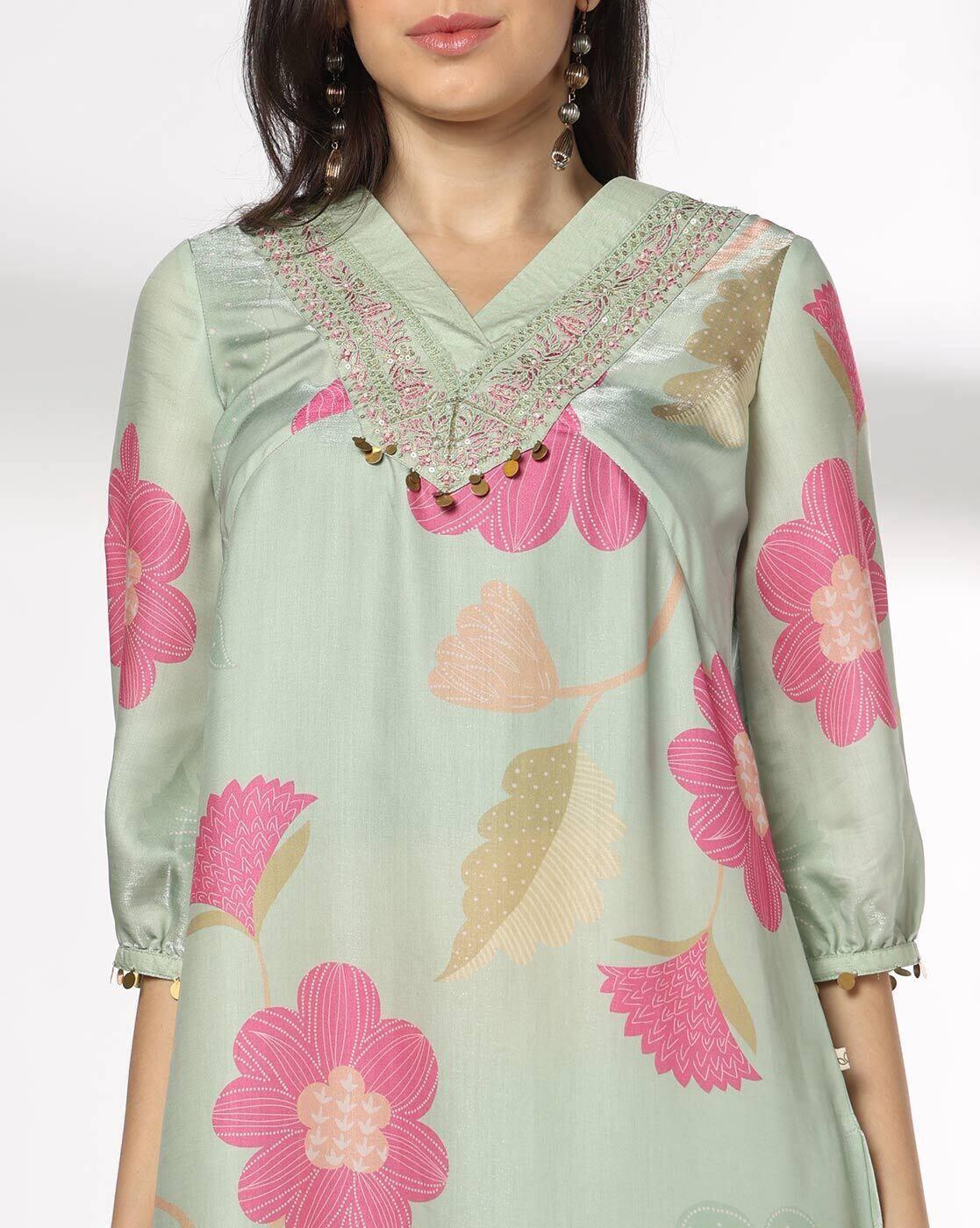 AVAASA SET | Women Floral Print Straight Kurta with Pants|3