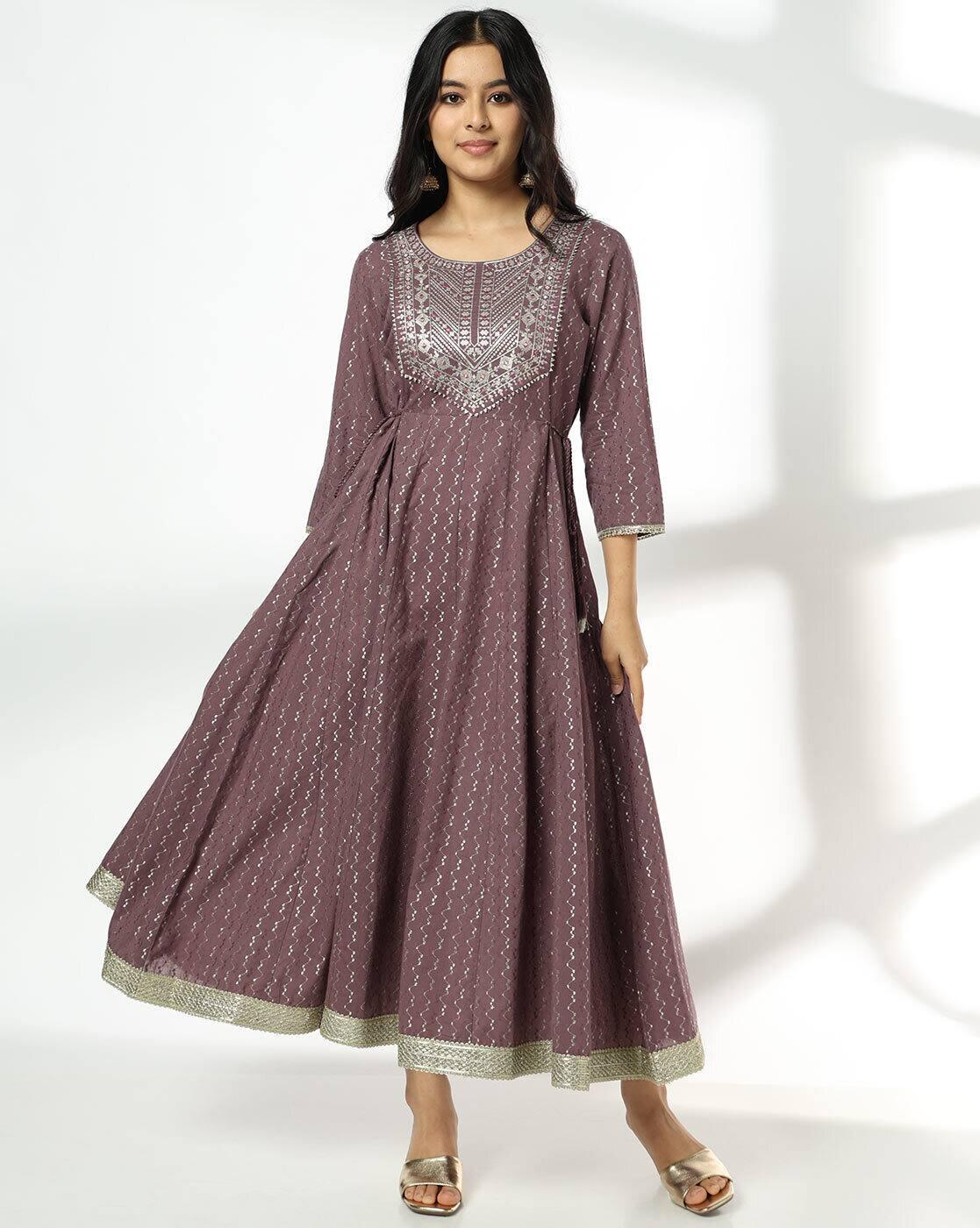 AVAASA SET | Women Fit & Flare Dress with Embroidered Yoke|0