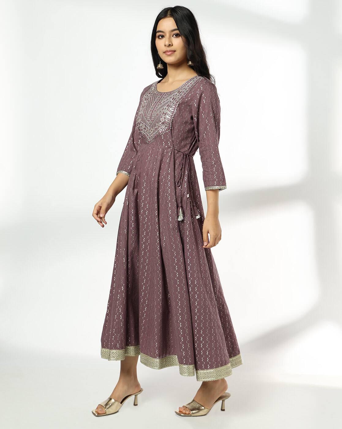 AVAASA SET | Women Fit & Flare Dress with Embroidered Yoke|1