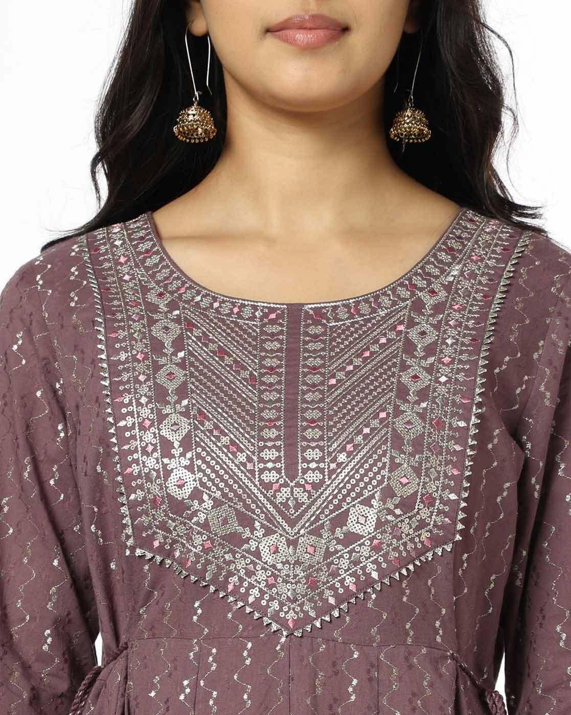 AVAASA SET | Women Fit & Flare Dress with Embroidered Yoke|3