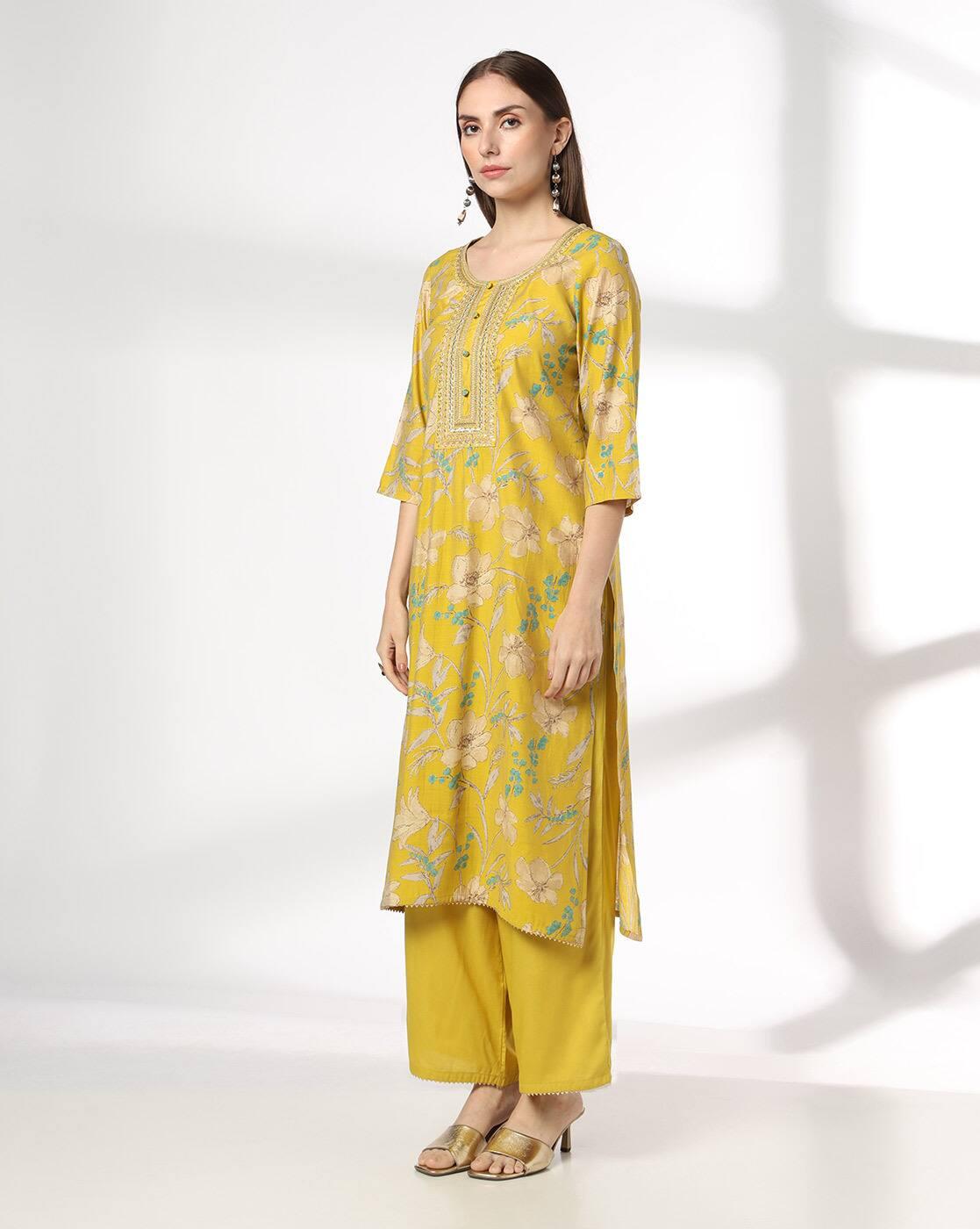 AVAASA SET | Women Floral Print Straight Kurta & Palazzos Set|1