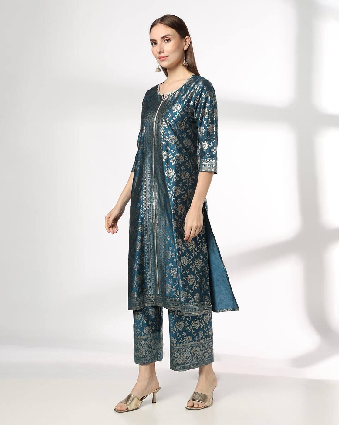 AVAASA SET | Women Floral Print Straight Kurta & Palazzos Set|1