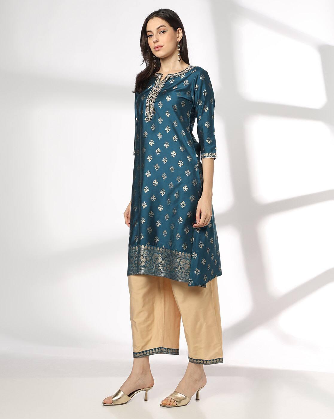 AVAASA SET | Women Foil Print A-Line Kurta & Palazzos Set|1
