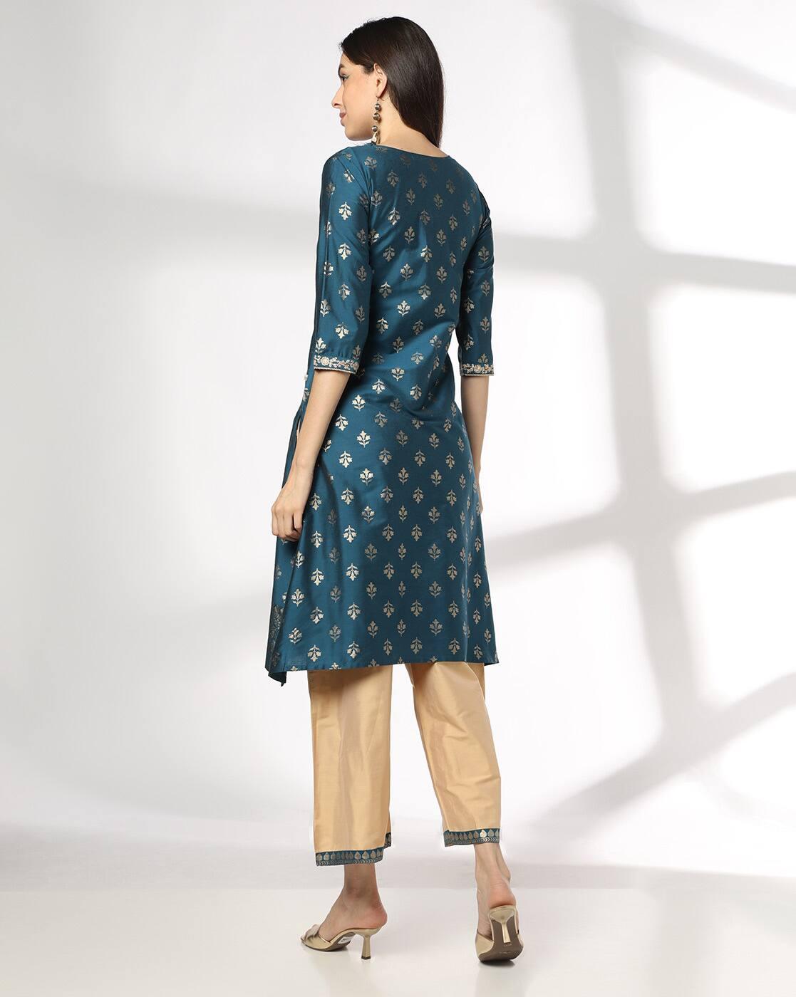 AVAASA SET | Women Foil Print A-Line Kurta & Palazzos Set|2