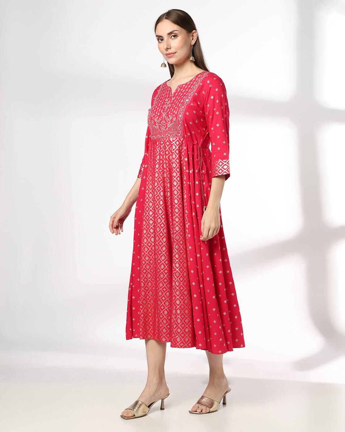 AVAASA SET | Women Fit & Flare Dress with Embroidered Yoke|1