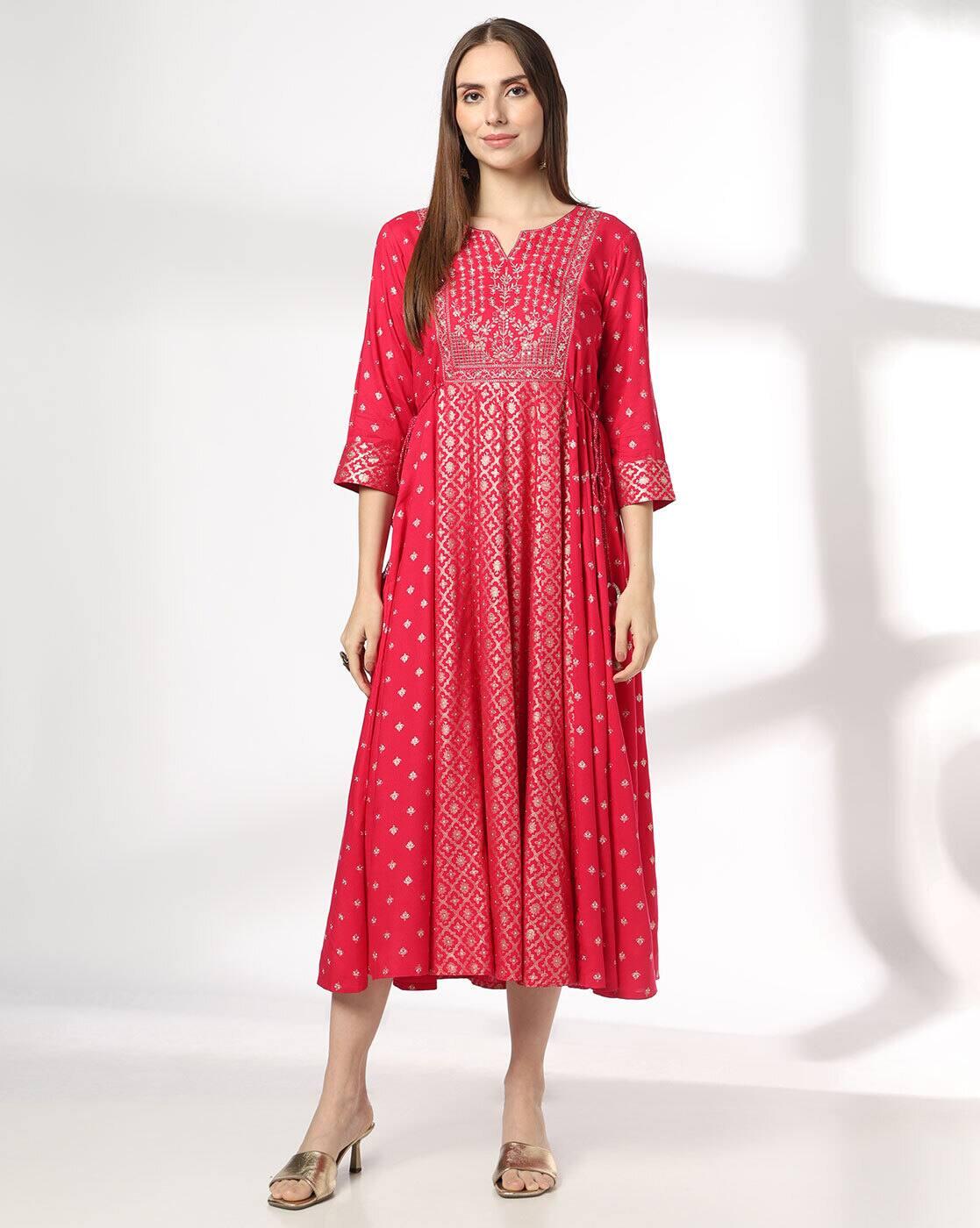 AVAASA SET | Women Fit & Flare Dress with Embroidered Yoke|3