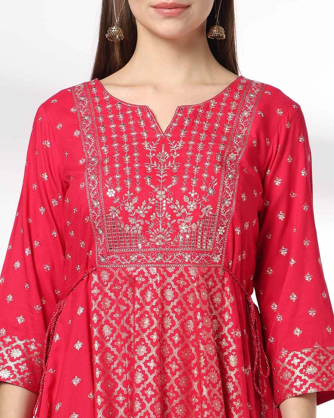AVAASA SET | Women Fit & Flare Dress with Embroidered Yoke|4