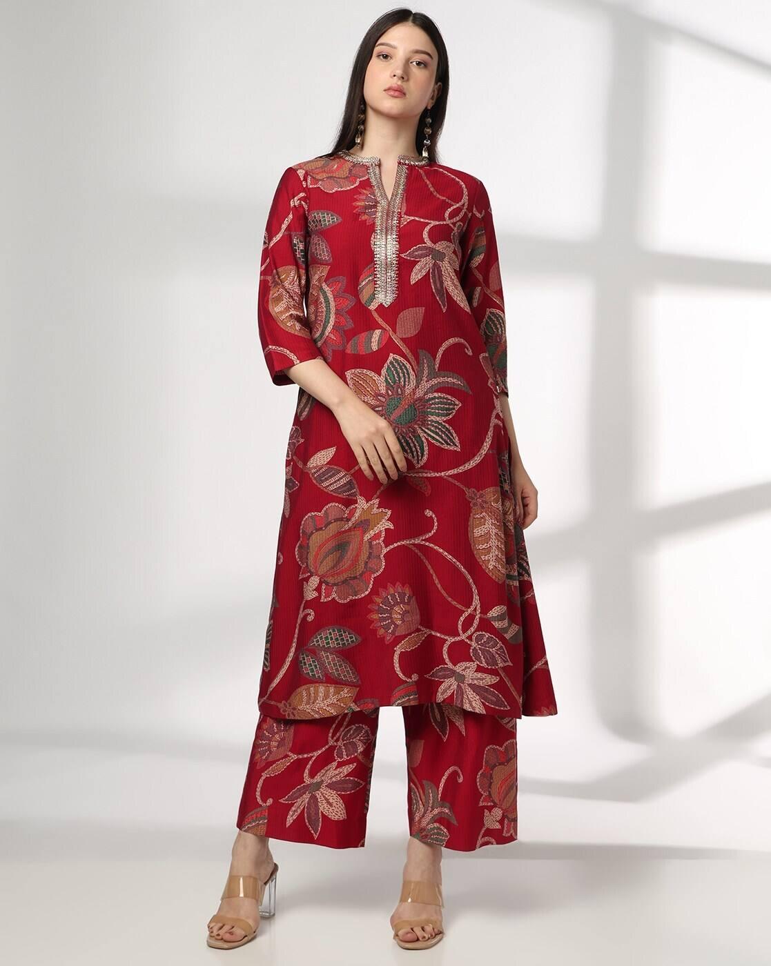 AVAASA SET | Women Floral Print Straight Kurta-Bottom Set|0
