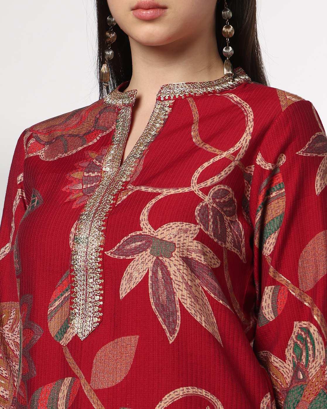 AVAASA SET | Women Floral Print Straight Kurta-Bottom Set|3