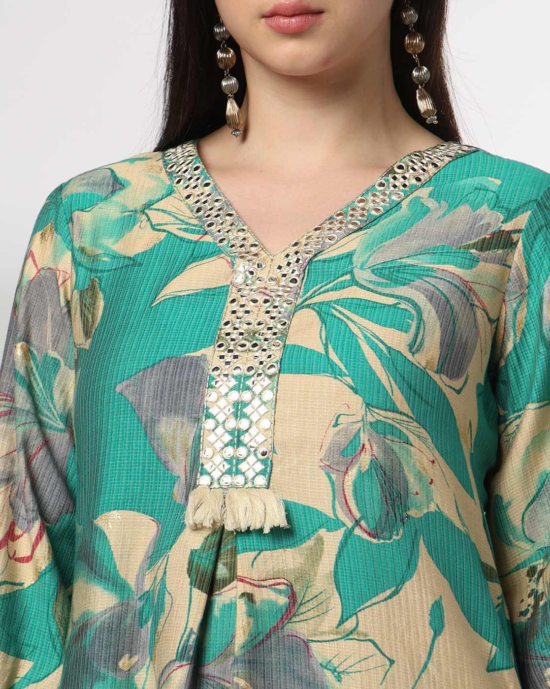 AVAASA SET | Women Floral Print Straight Kurta-Bottom Set|3
