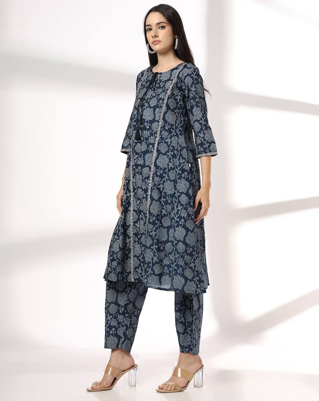 AVAASA SET | Women Floral Print A-Line Kurta & Pants Set|1