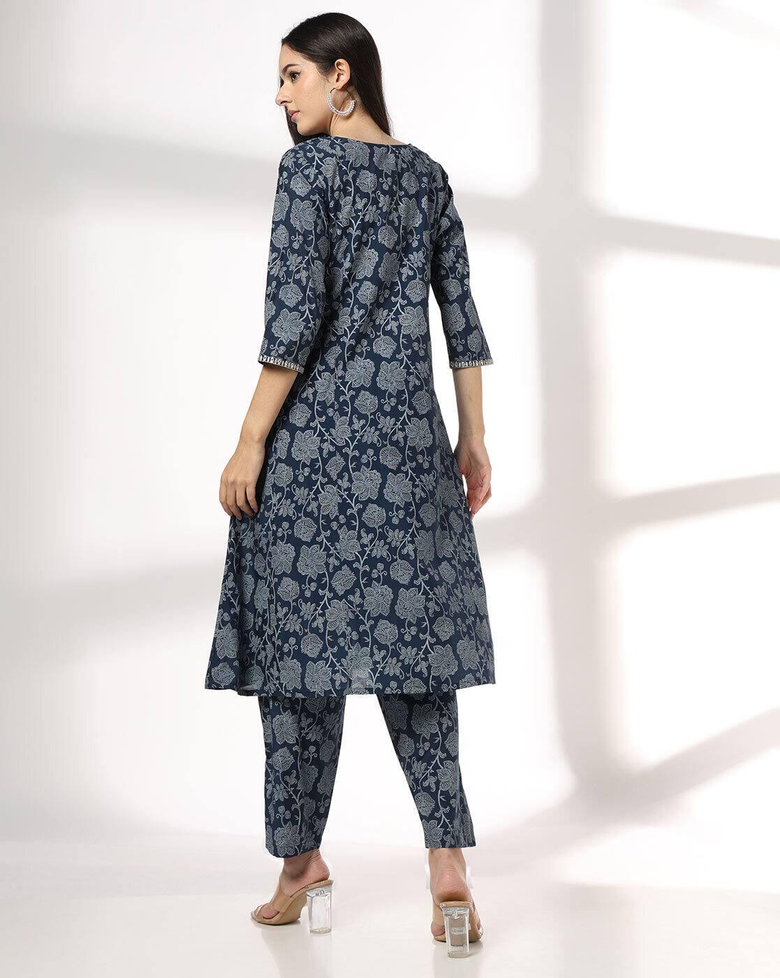 AVAASA SET | Women Floral Print A-Line Kurta & Pants Set|2