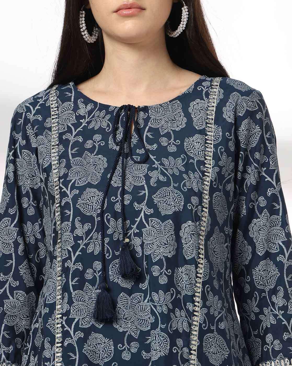 AVAASA SET | Women Floral Print A-Line Kurta & Pants Set|3