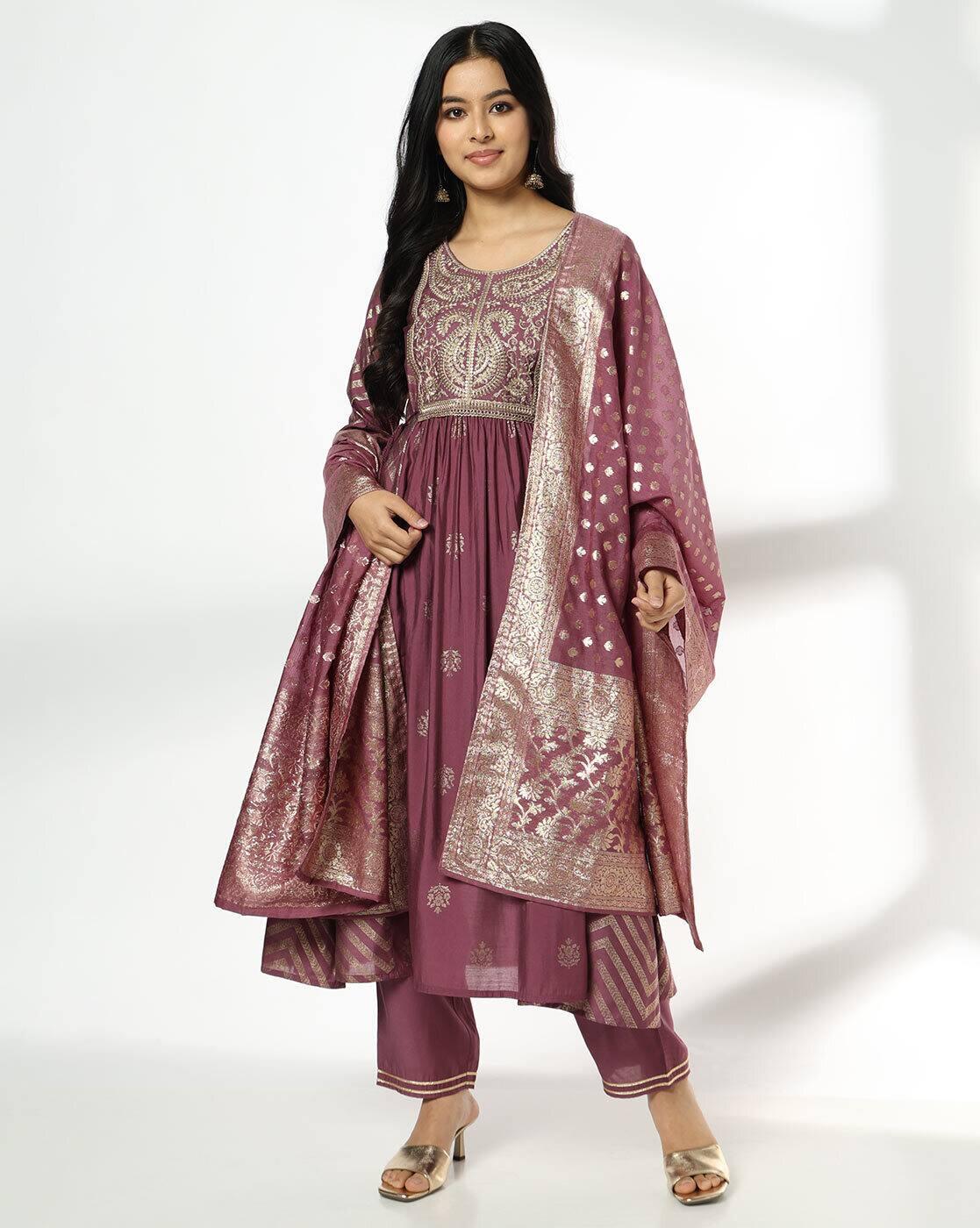 AVAASA SET | Women Embellished A-Line Kurta with Pants & Dupatta|0
