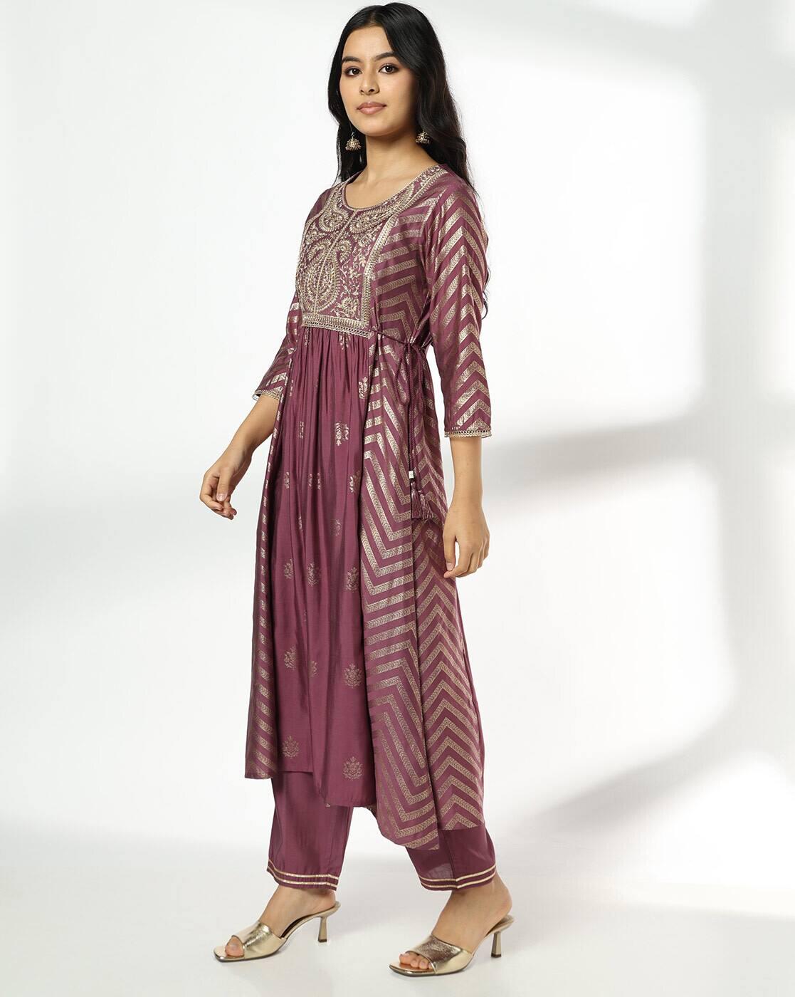 AVAASA SET | Women Embellished A-Line Kurta with Pants & Dupatta|1