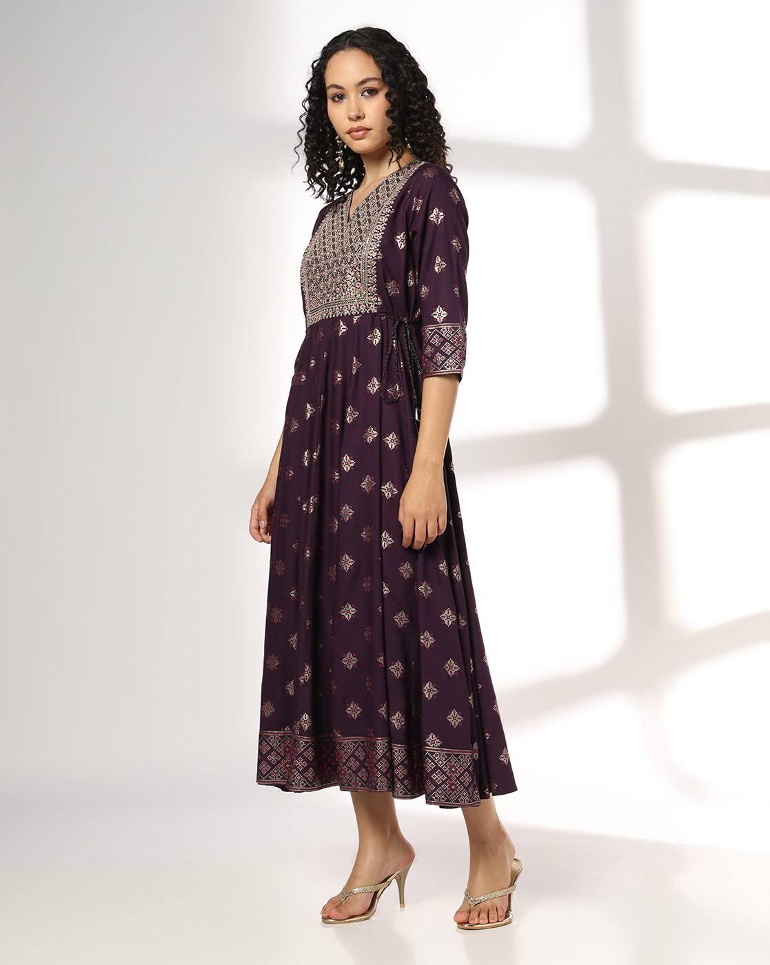 AVAASA SET | Women Fit & Flare Dress with Embroidered Yoke|1