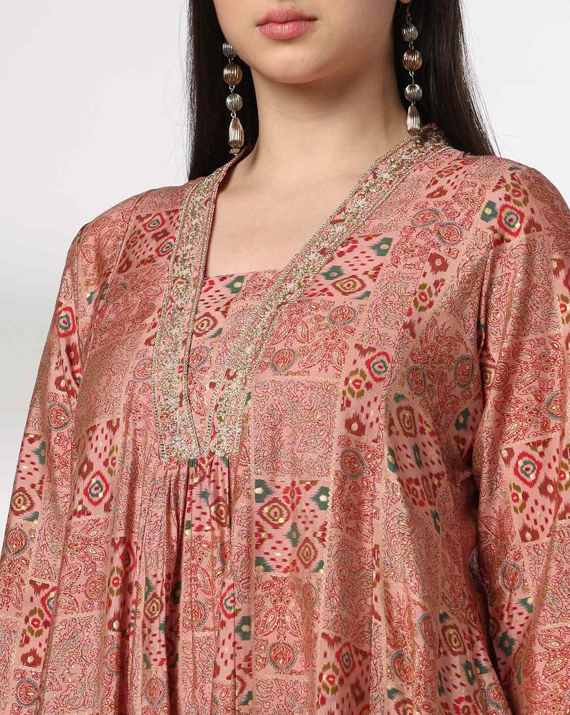 AVAASA SET | Women Ikat A-Line Kurta-Bottom Set|3