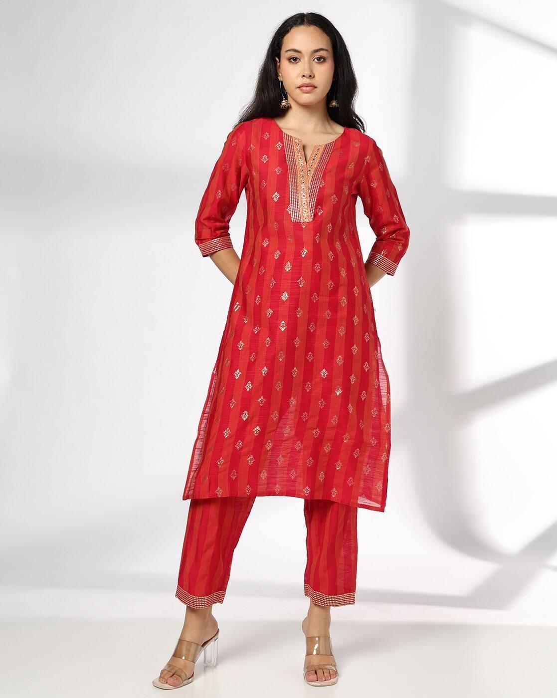 AVAASA SET | Women Floral Print Straight Kurta with Pants|0