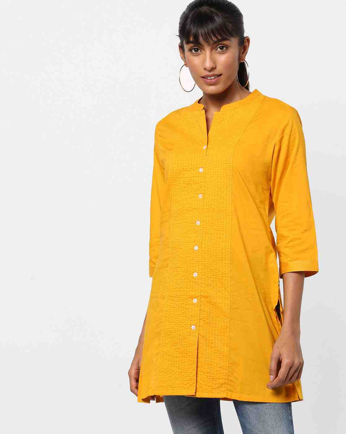 Straight Kurta with Mandarin Collar