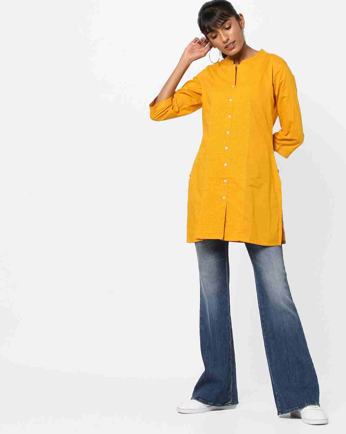 AVAASA WORKWEAR | Straight Kurta with Mandarin Collar|3