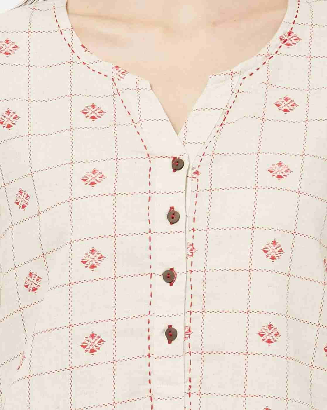 AVAASA WORKWEAR | Geometric Print High-Low Straight Kurta|4