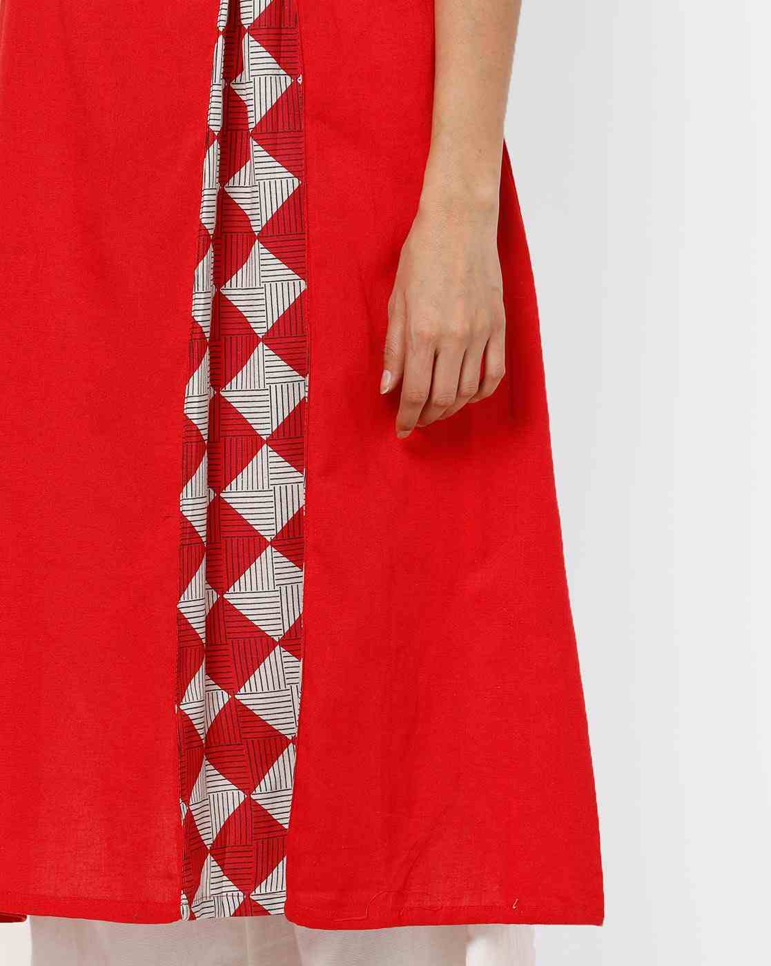 AVAASA WORKWEAR | Sleeveless A-line Kurta with Printed Panel|5