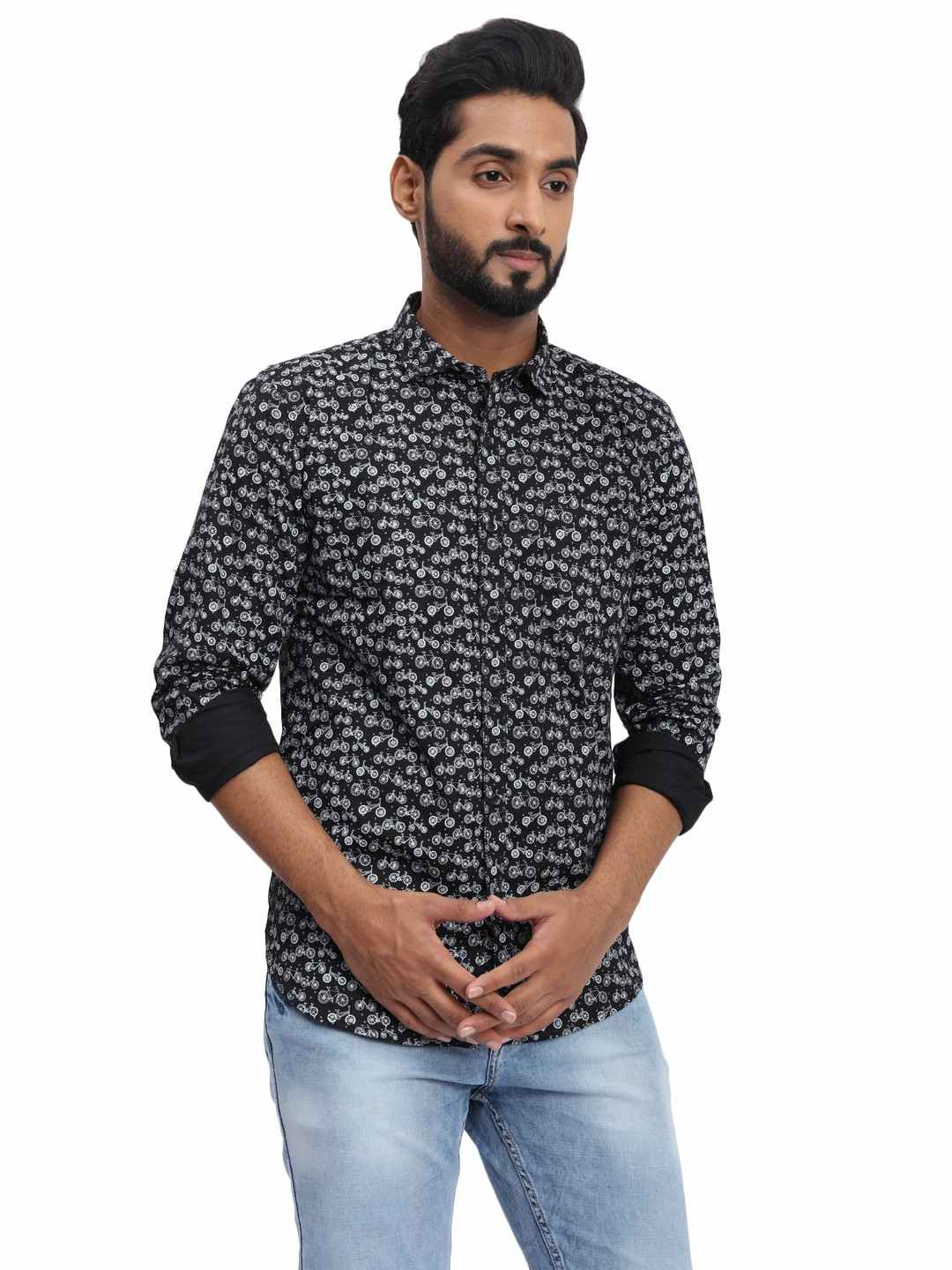 D cot by Donear Men s Black Cotton Casual Shirts