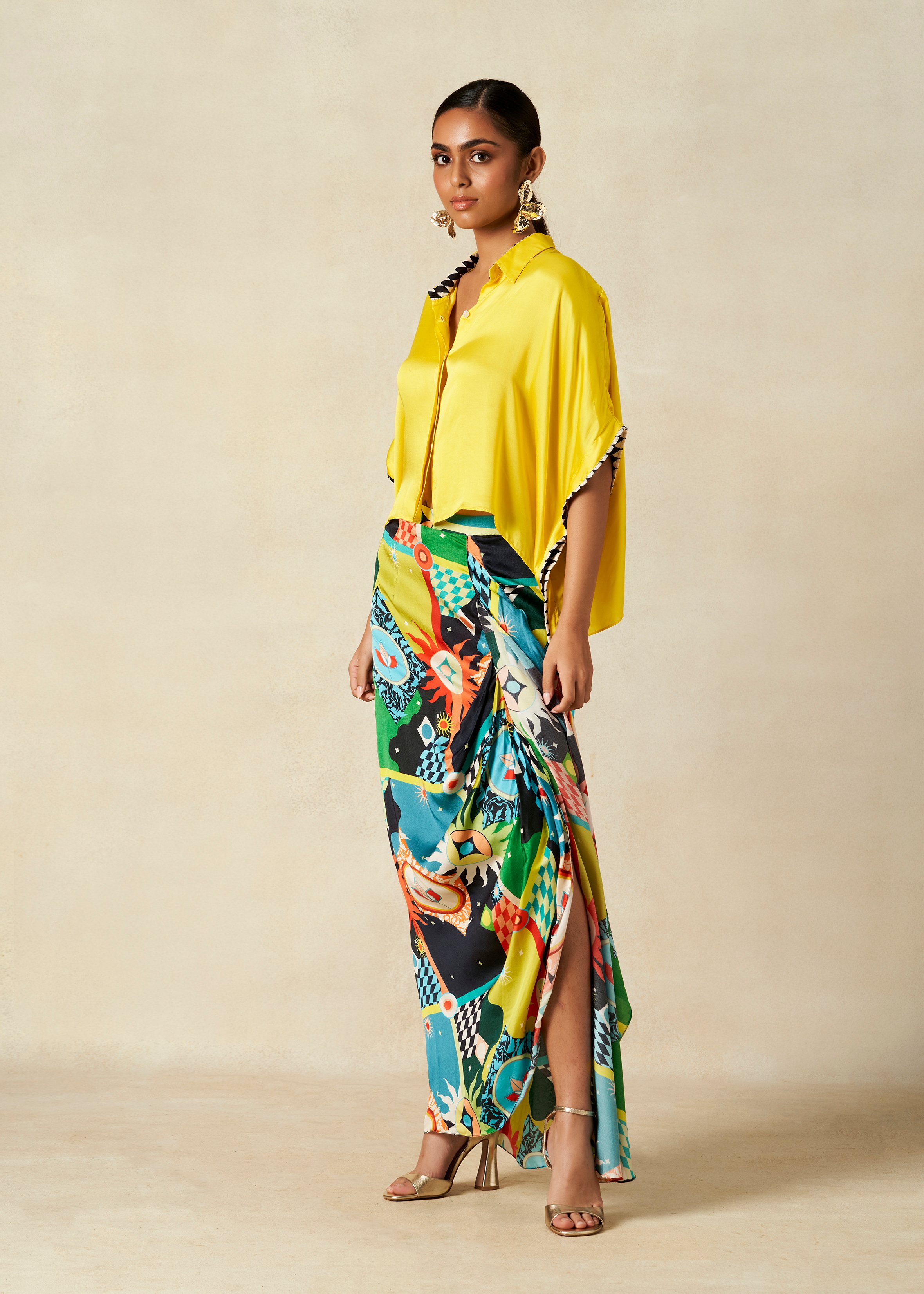 Printed Pleated Skirt