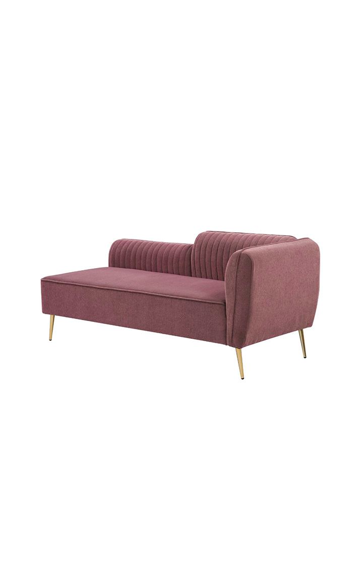 neudot Diva RHS Sofa Chaise Lounger with Golden Legs for Living Room|Bedroom|2 Person Sofa|Diwan|Premium Fabric | Solid Wood Frame|2 Seater (Colour : Ceramic Pink (DIY))