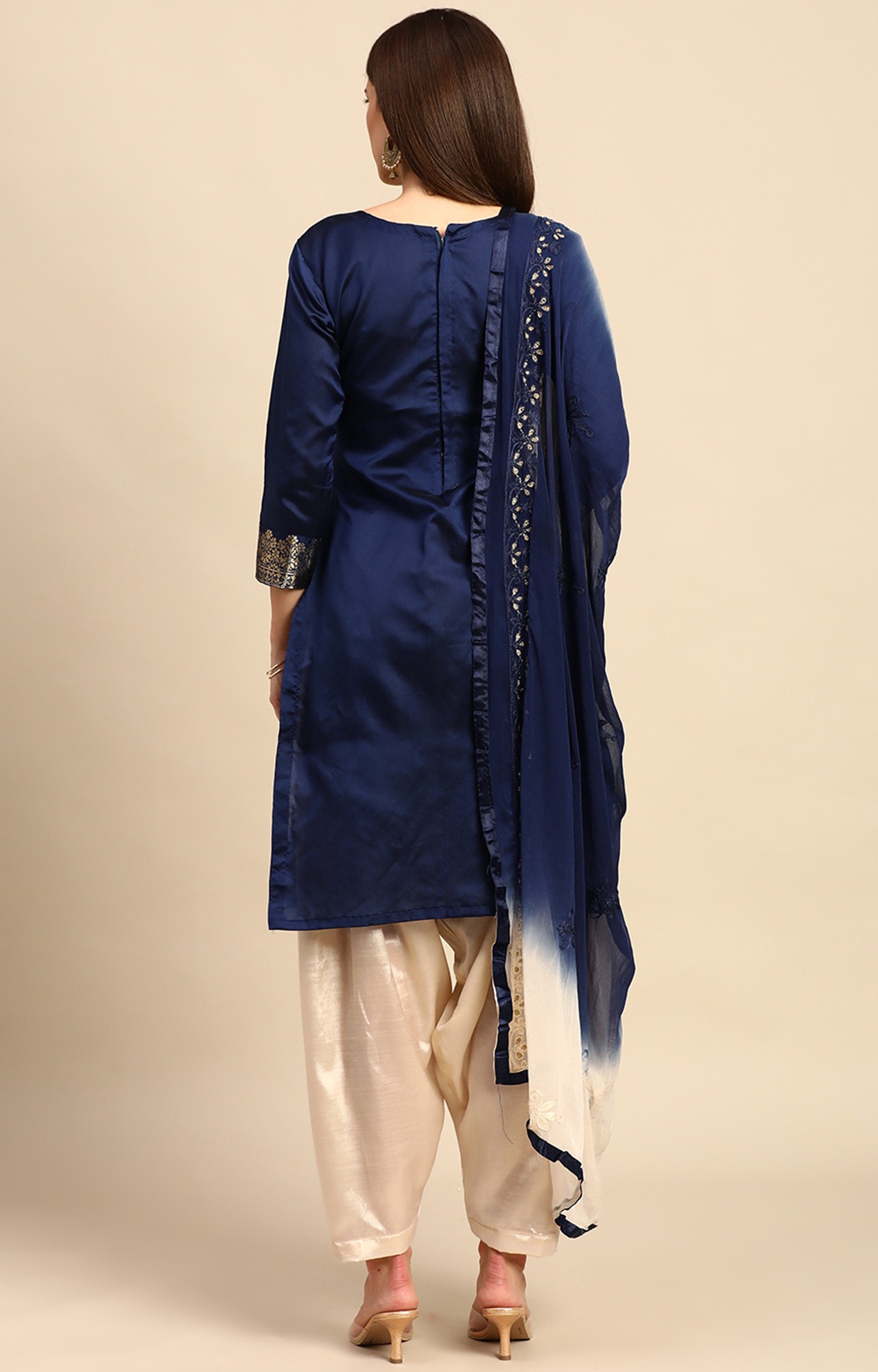 Shaily Women Navy Blue Color Jacquard Woven Design Unstitched Dress Material-VF_SAGUN_NBLUE_DM
