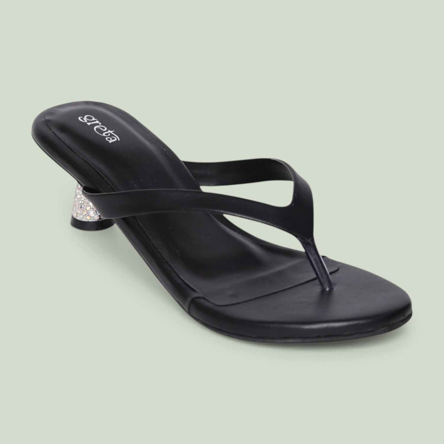 Women’s Black Stylish Slip-Ons with Sparkle Pebble Heel