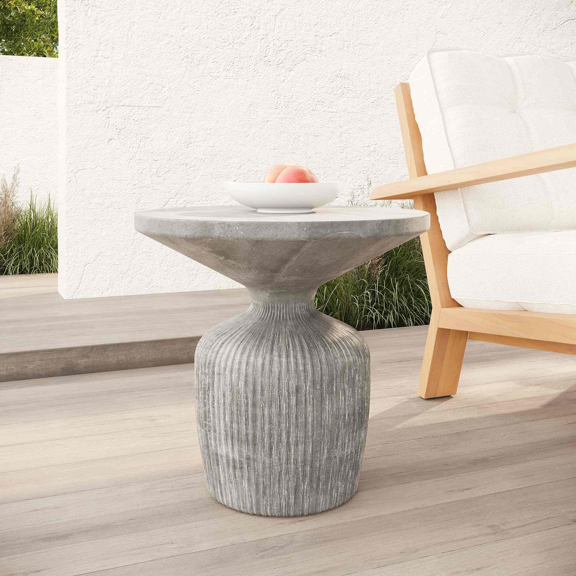 west elm | Tambor Concrete Outdoor Drum Side Table (21")