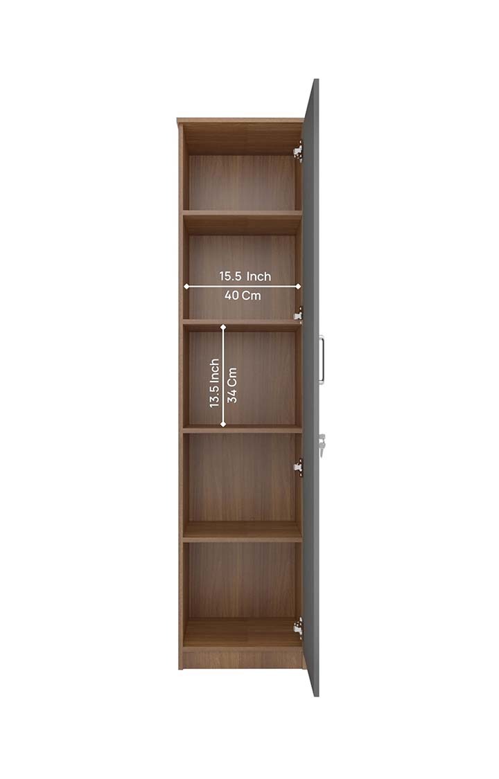 neudot Adona Engineered Wood Single Door Wardrobe - Grey