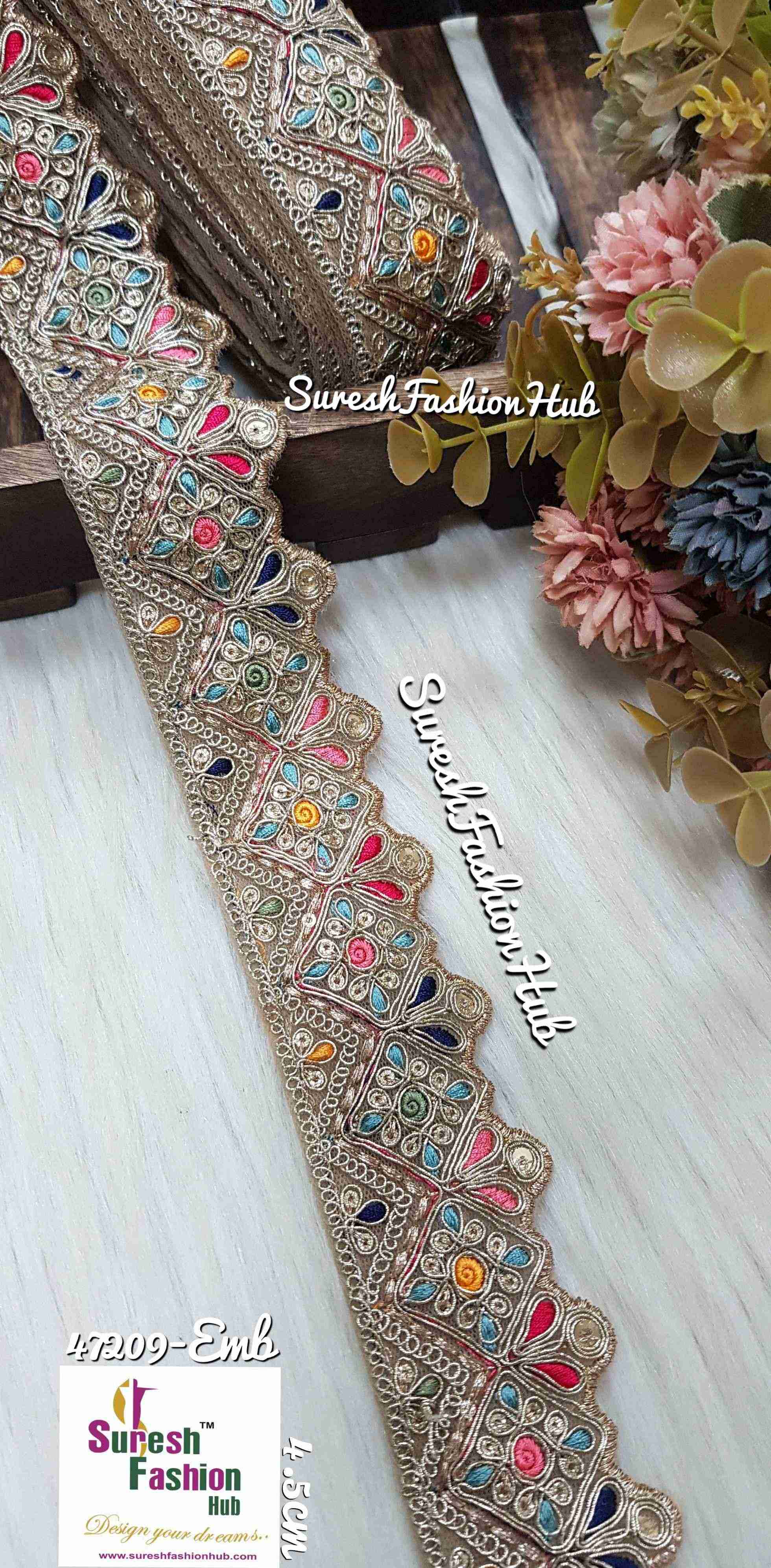 Sabyasachi-Inspired Floral Cutwork Embroidery Lace - No5